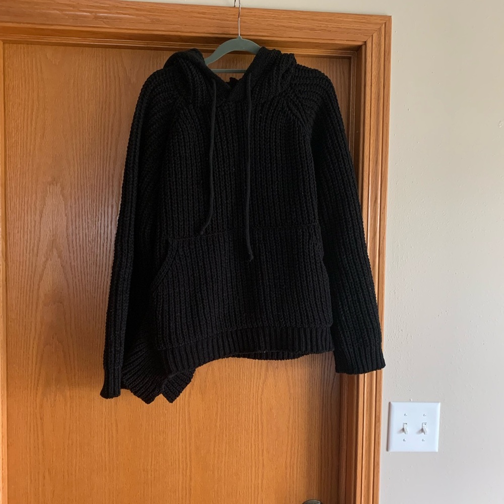 POL sweater hoodie with side ruffle detail